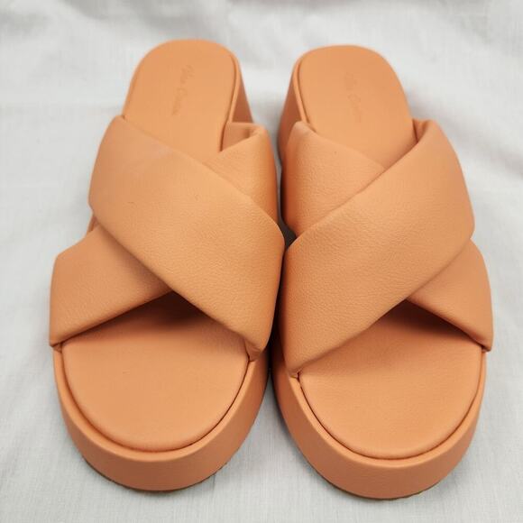 Vera Creation Women's Chunky Platform Sandal Slides Orange Size 8 EUC - Picture 1 of 4